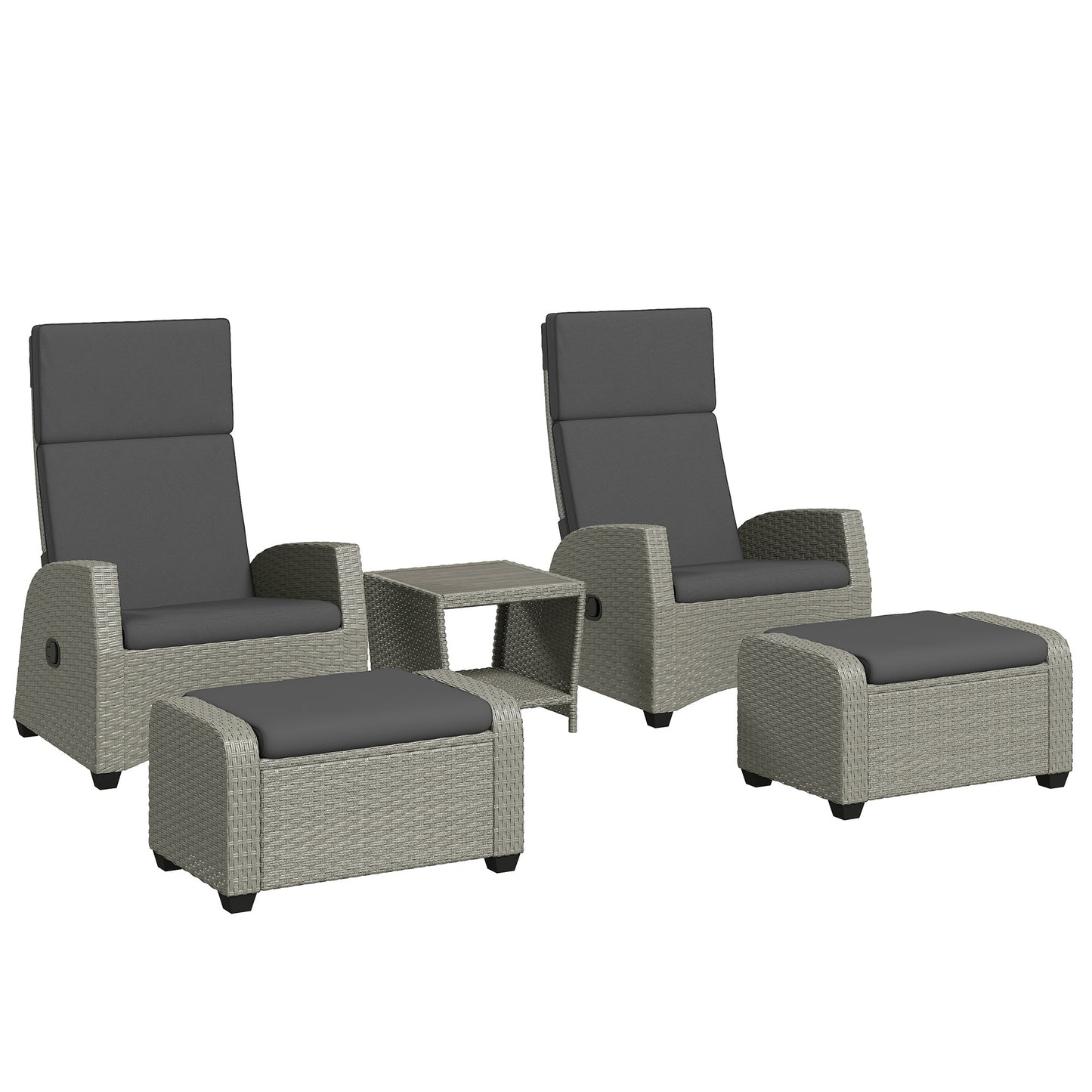 5-Piece Rattan Garden Furniture Set with Cushions