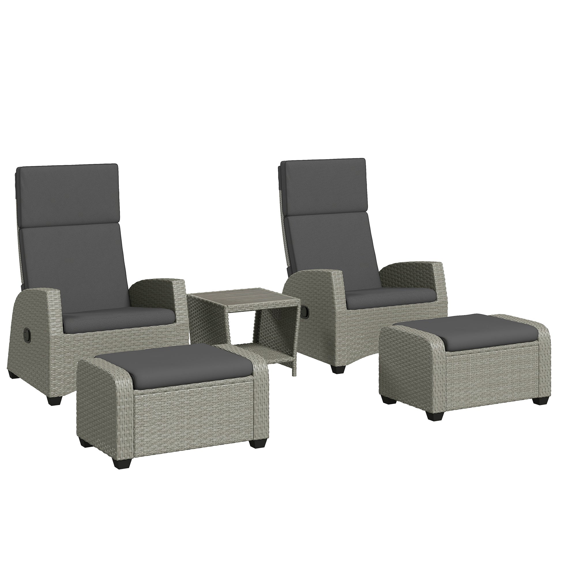 5-Piece Rattan Garden Furniture Set with Cushions