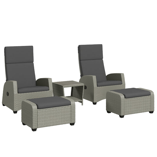 5-Piece Rattan Garden Furniture Set with Cushions