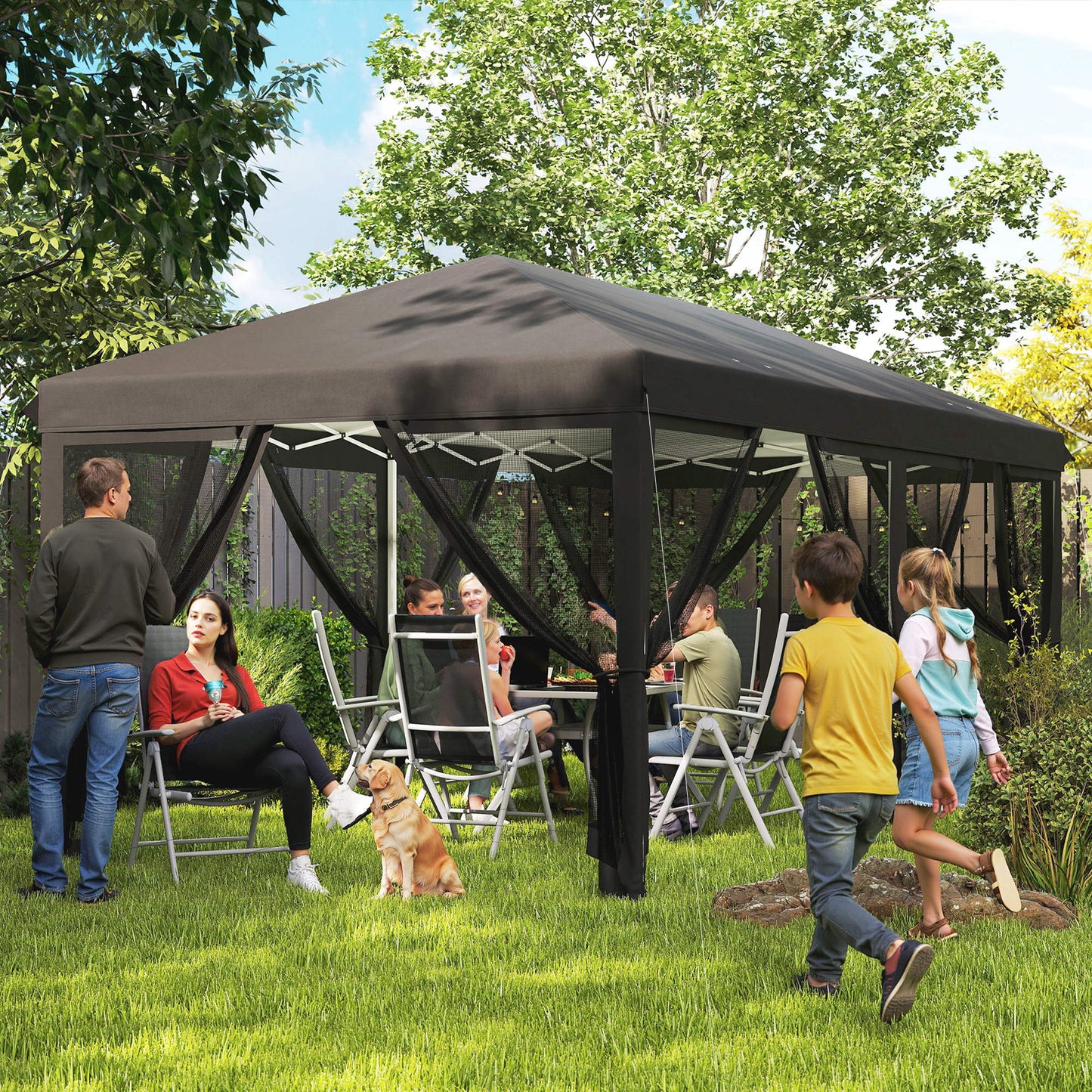 3 x 6m Pop Up Gazebo, Outdoor Canopy Shelter