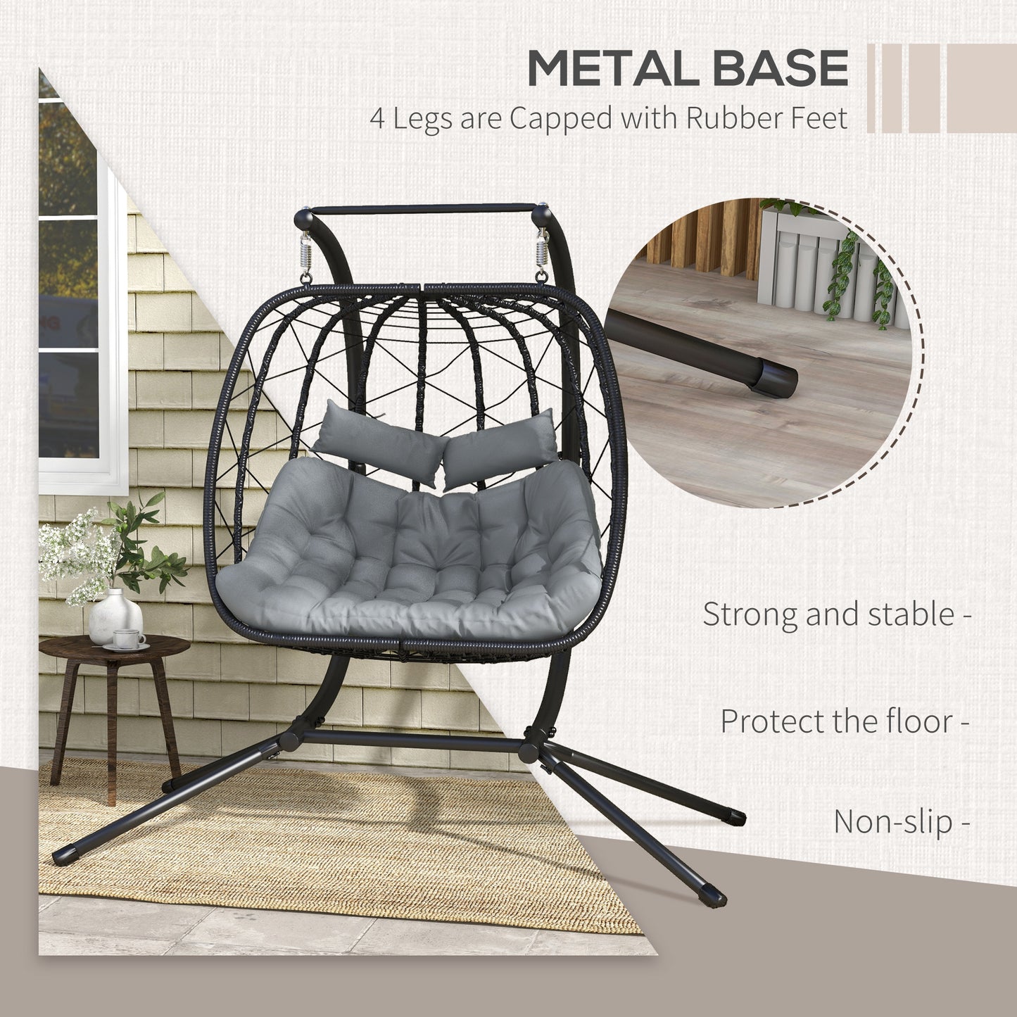 Two-Seater Steel Frame Hanging Egg Chair