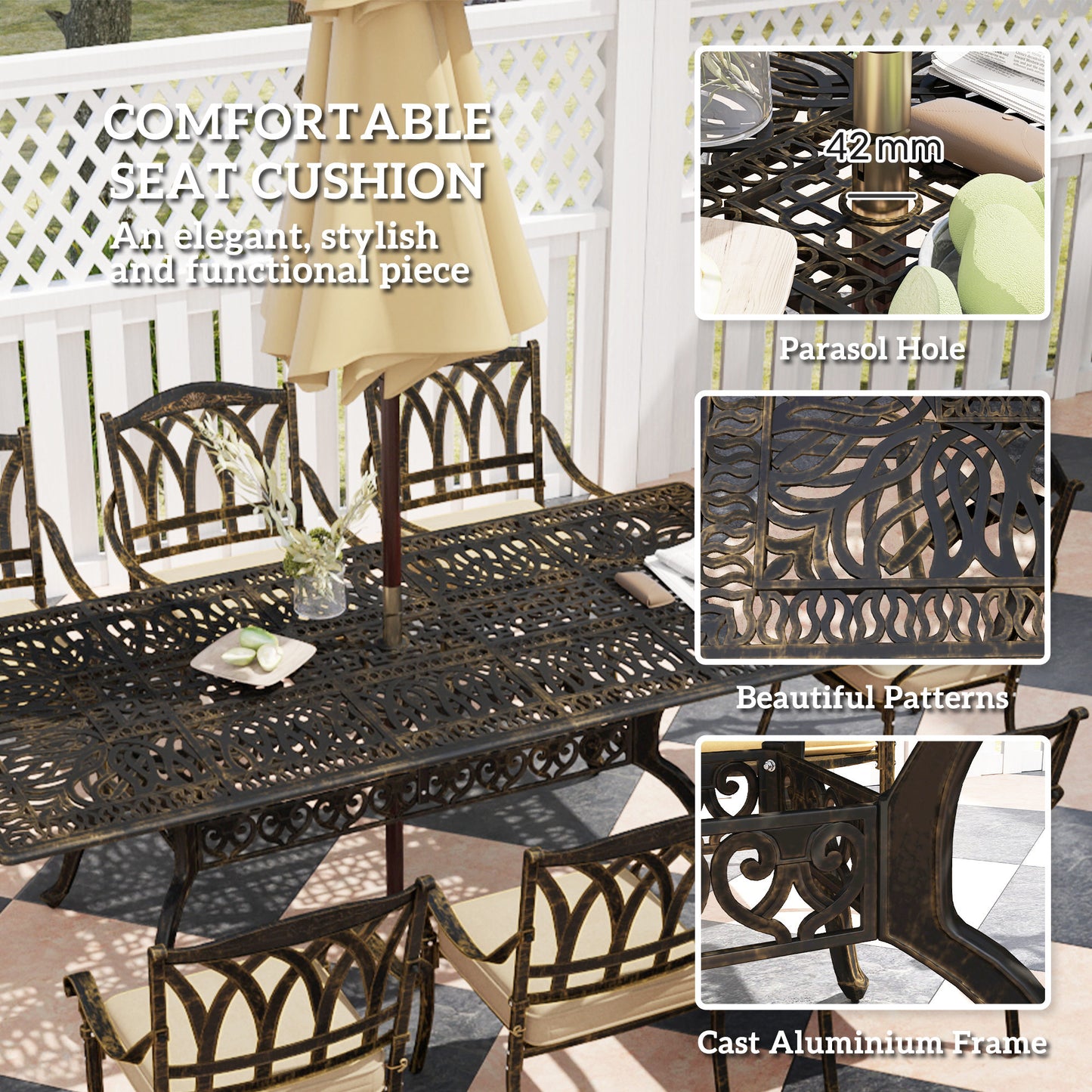 Nine-Piece Cast Aluminium Garden Dining Set