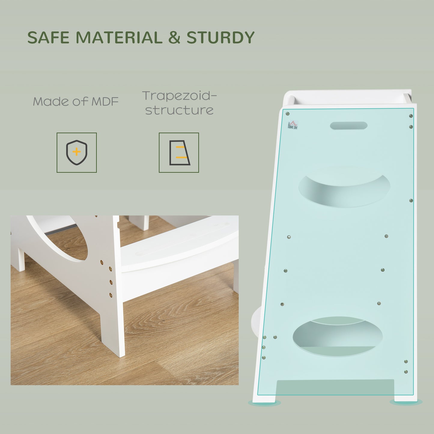 Toddler Step Stool Kids Adjustable Standing Tower with Safety Rail