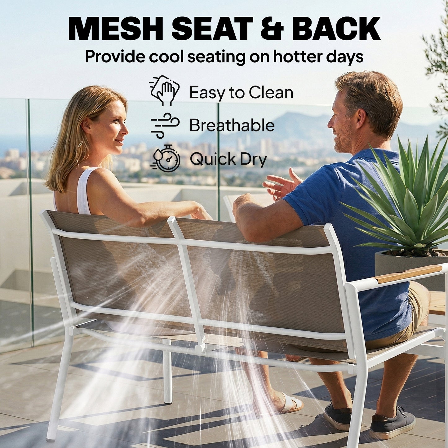 4 Seater Garden Furniture Set with Loveseat, Armchairs, Table