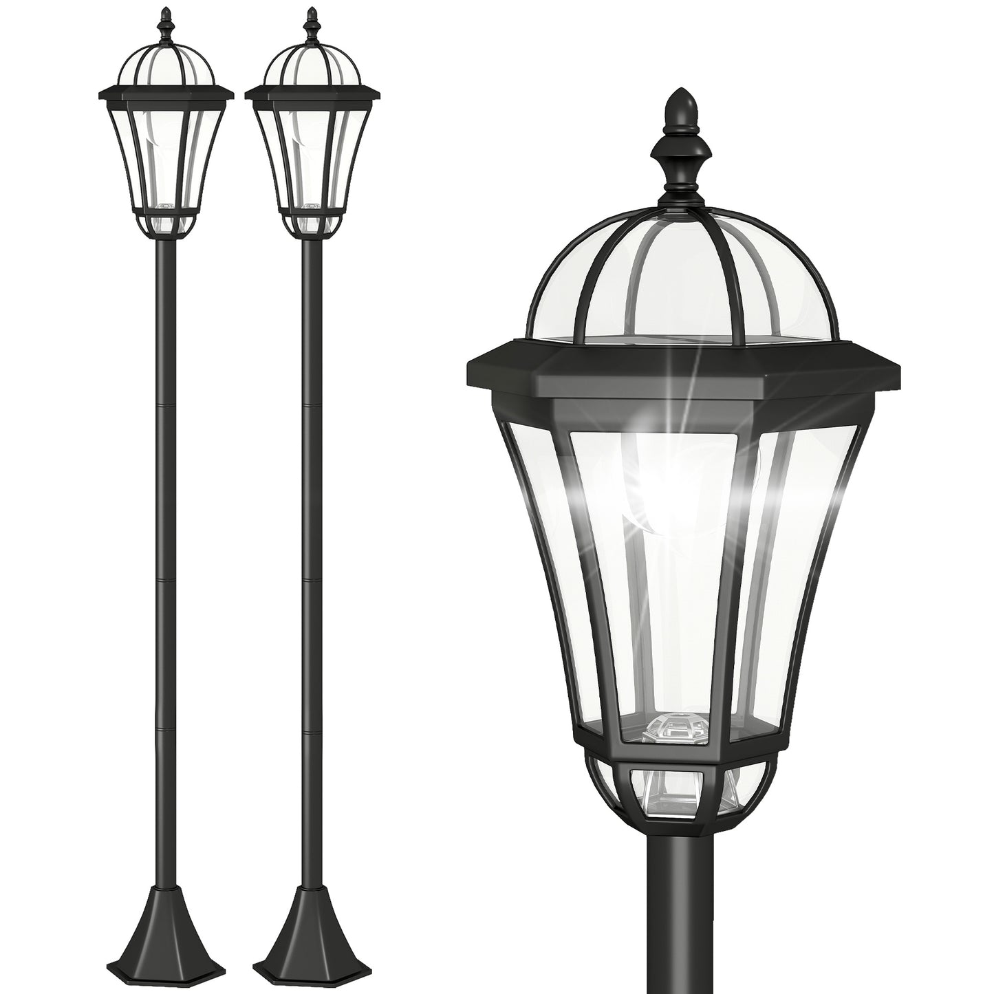 2 PCS 1.3M Garden Solar Lamp Post Lights Solar Powered LED Lantern