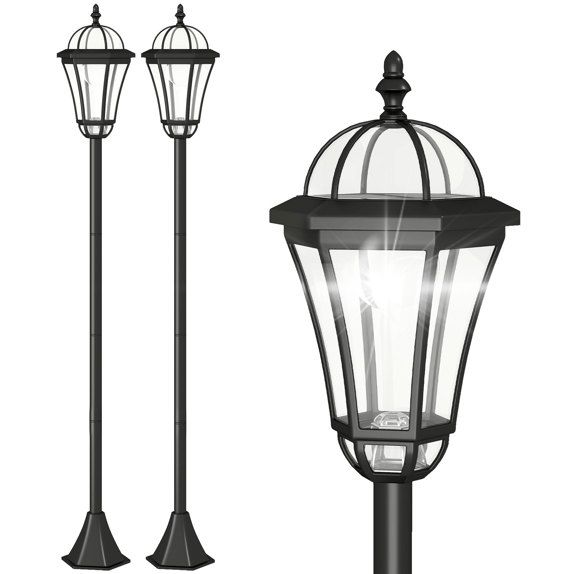 2 PCS 1.3M Garden Solar Lamp Post Lights Solar Powered LED Lantern