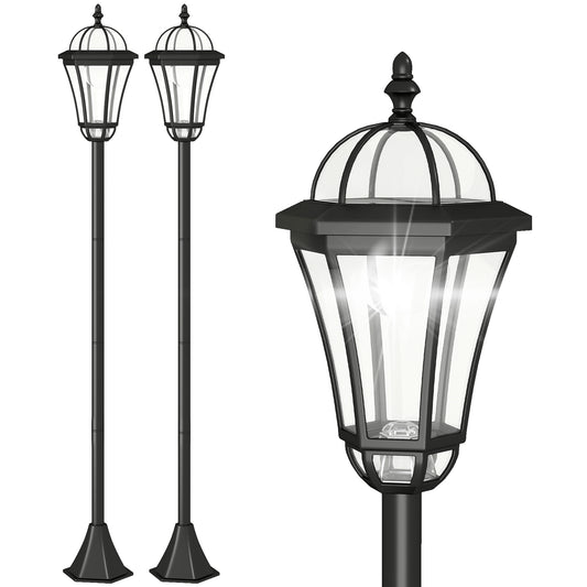 2 PCS 1.3M Garden Solar Lamp Post Lights Solar Powered LED Lantern