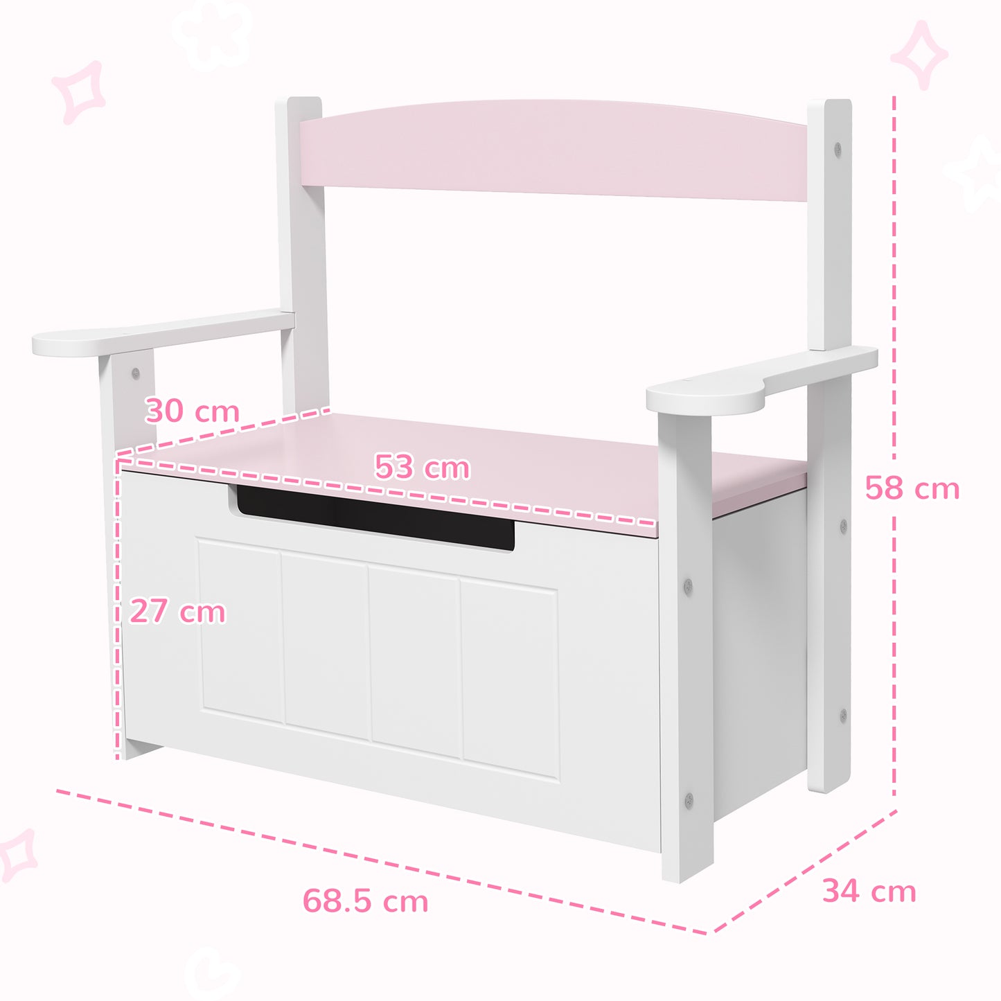 2-in-1 Toy Box for Kids with Lid for Bedroom, Nursery, Playroom