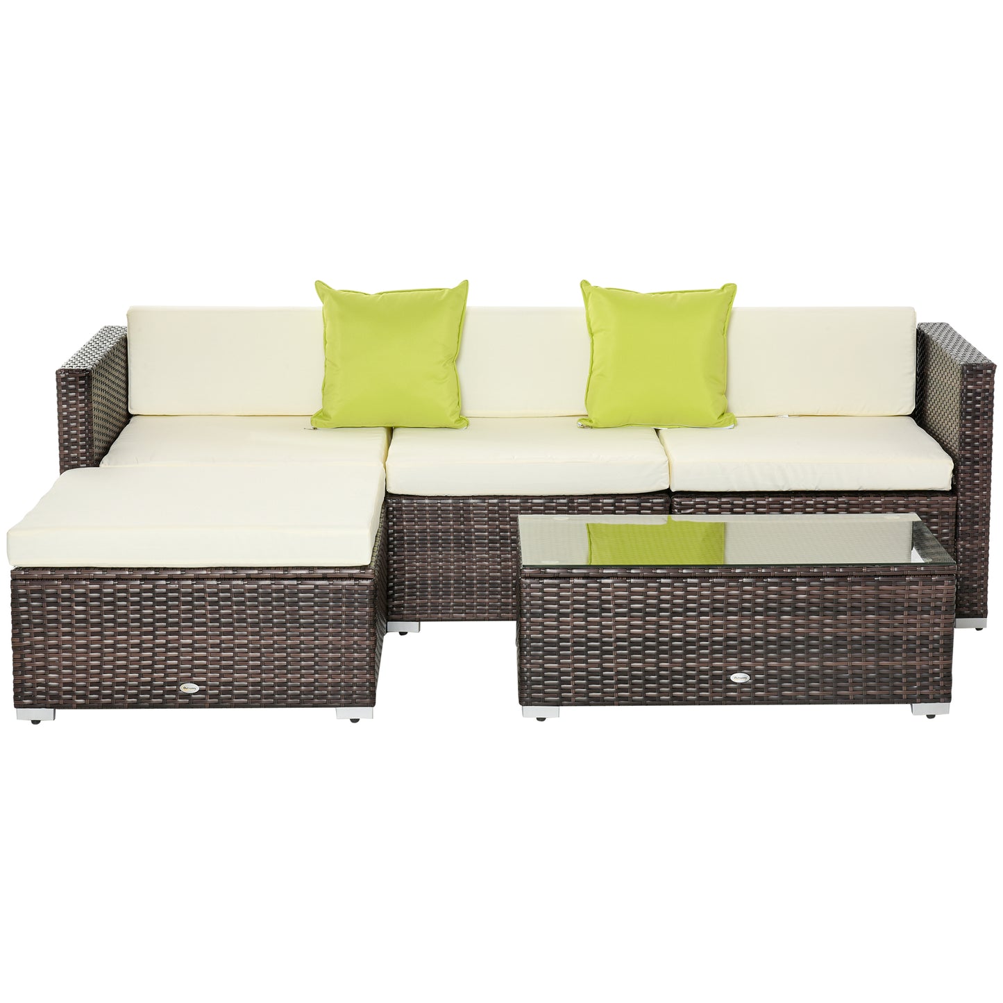 Rattan Corner Sofa Set 4-Seater Outdoor Garden Sofa for Patio