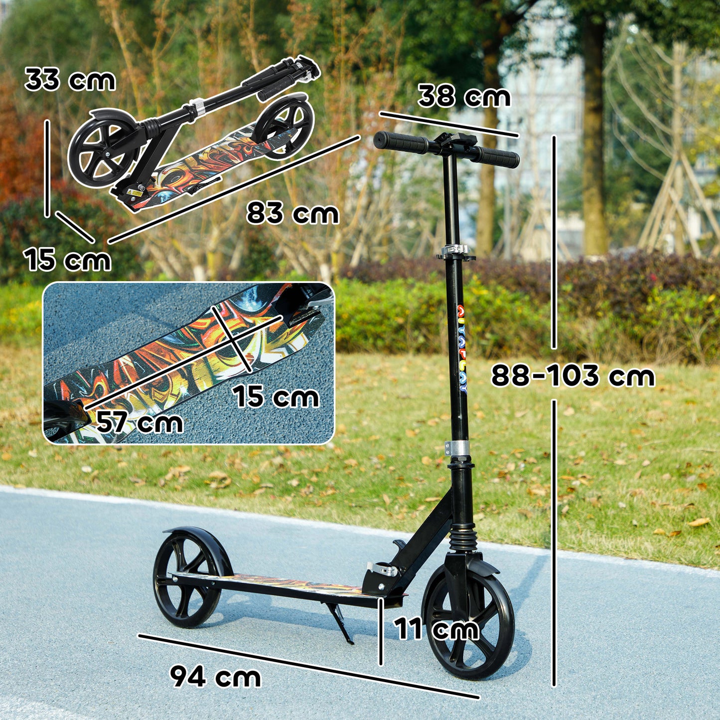 Foldable Kids Scooter with Adjustable Handlebar, 200mm Big Wheel