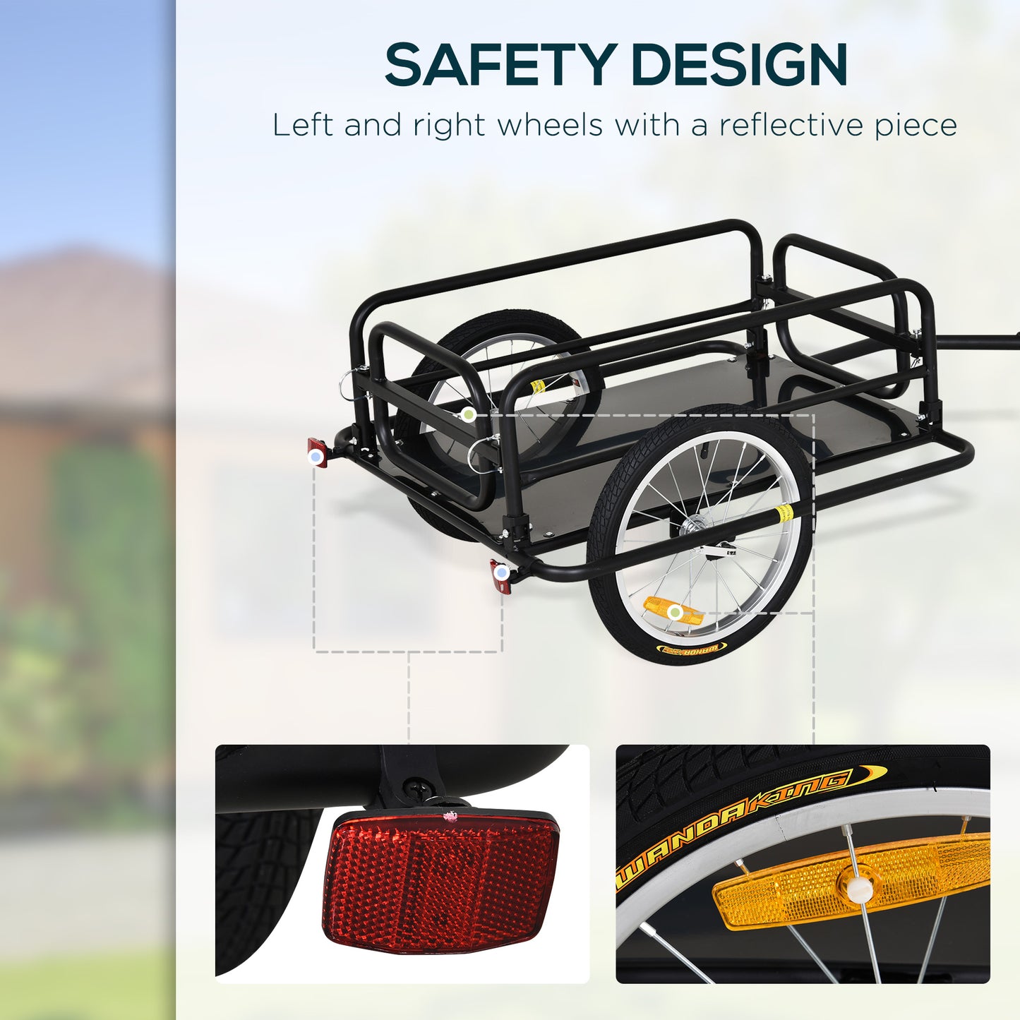 Bike Cargo Trailer in Steel Frame Extra Bicycle Storage Carrier