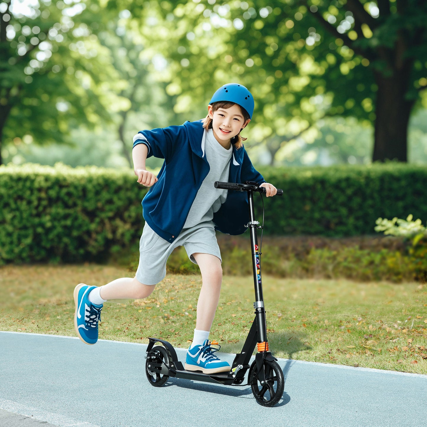 Kids Scooter with Four-Level Adjustable Handlebar, Dual Brake System