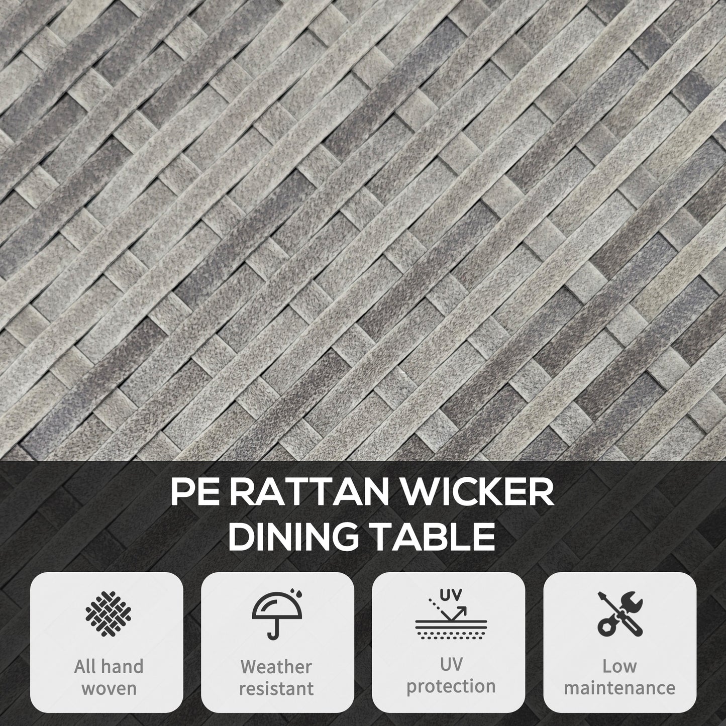 70 cm Wood-Effect Rattan Garden Table