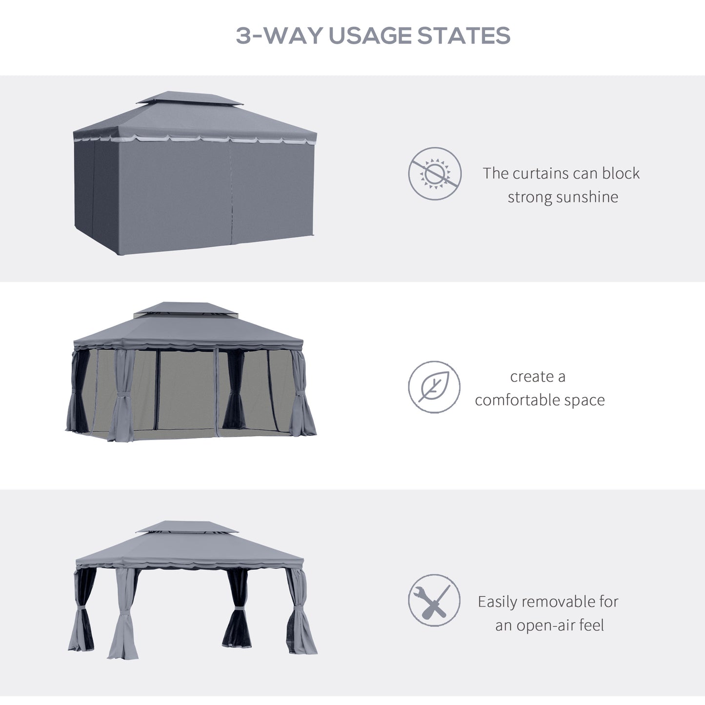 3 x 4m Aluminium Garden Gazebo