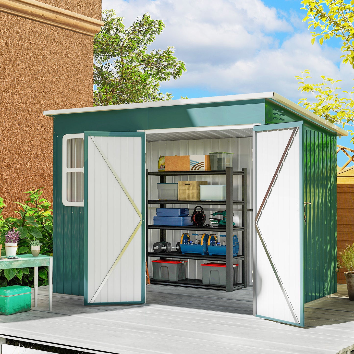 8.5 x 6ft Storage Shed Galvanised Steel Garden Shed