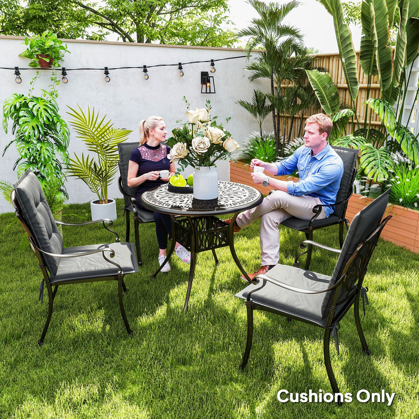 Set of Four Padded Garden Seat Cushions