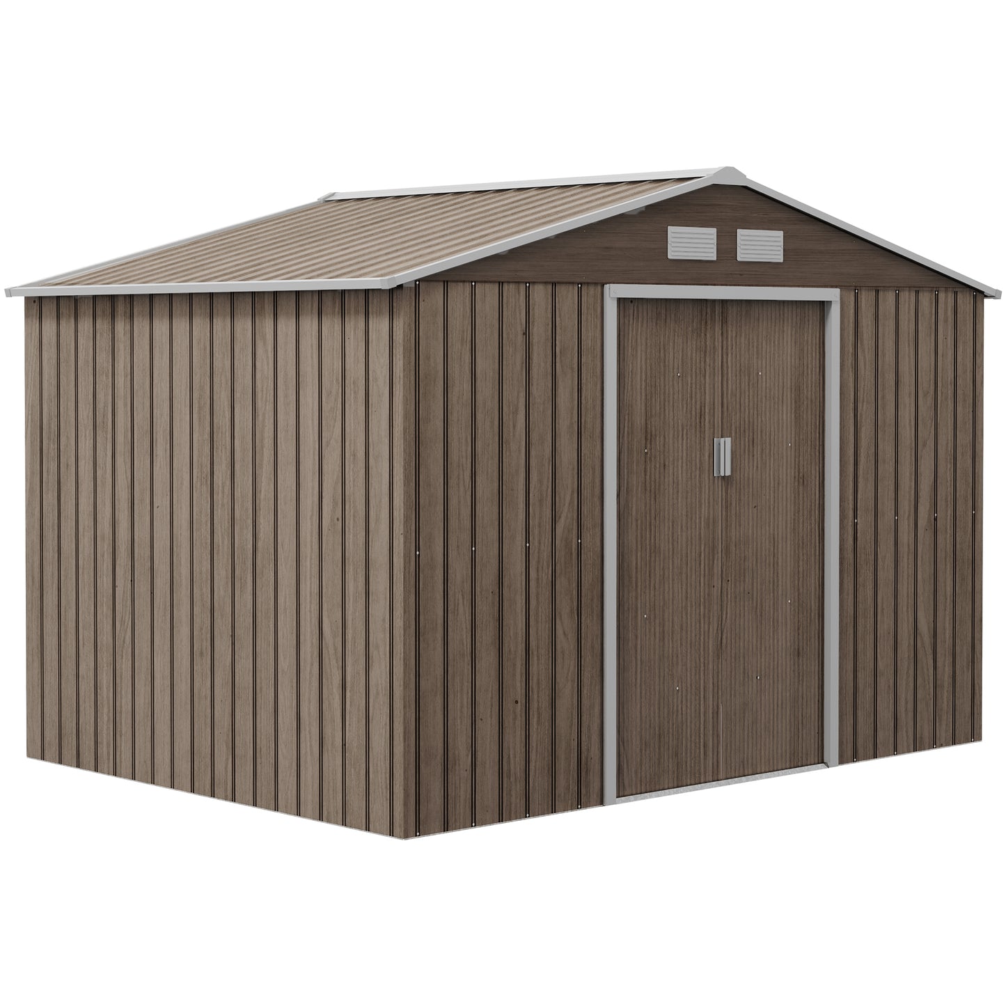 9 x 6ft Steel Garden Shed, Outdoor Storage Tool House with Vents