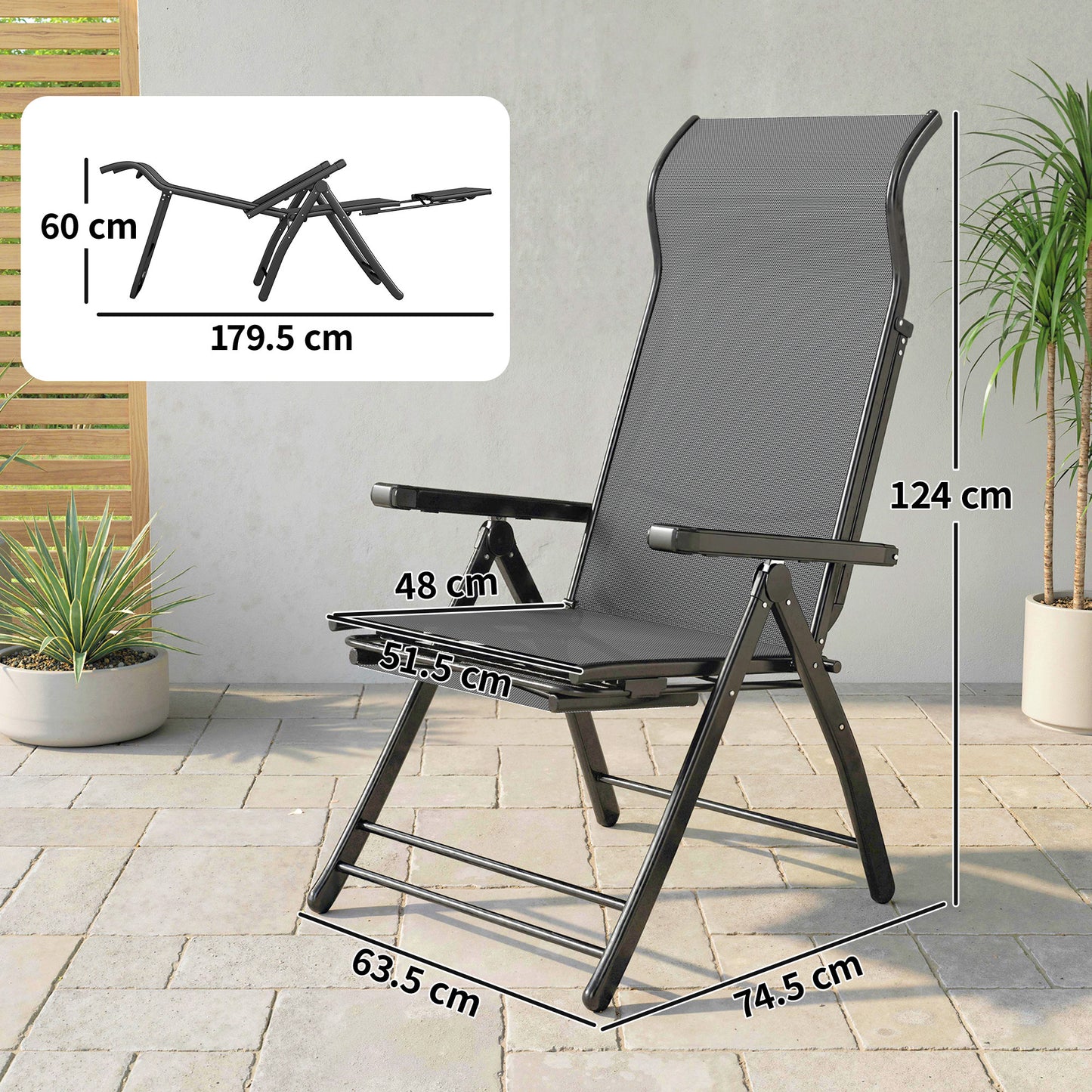 Reclining Garden Chairs Set of 2