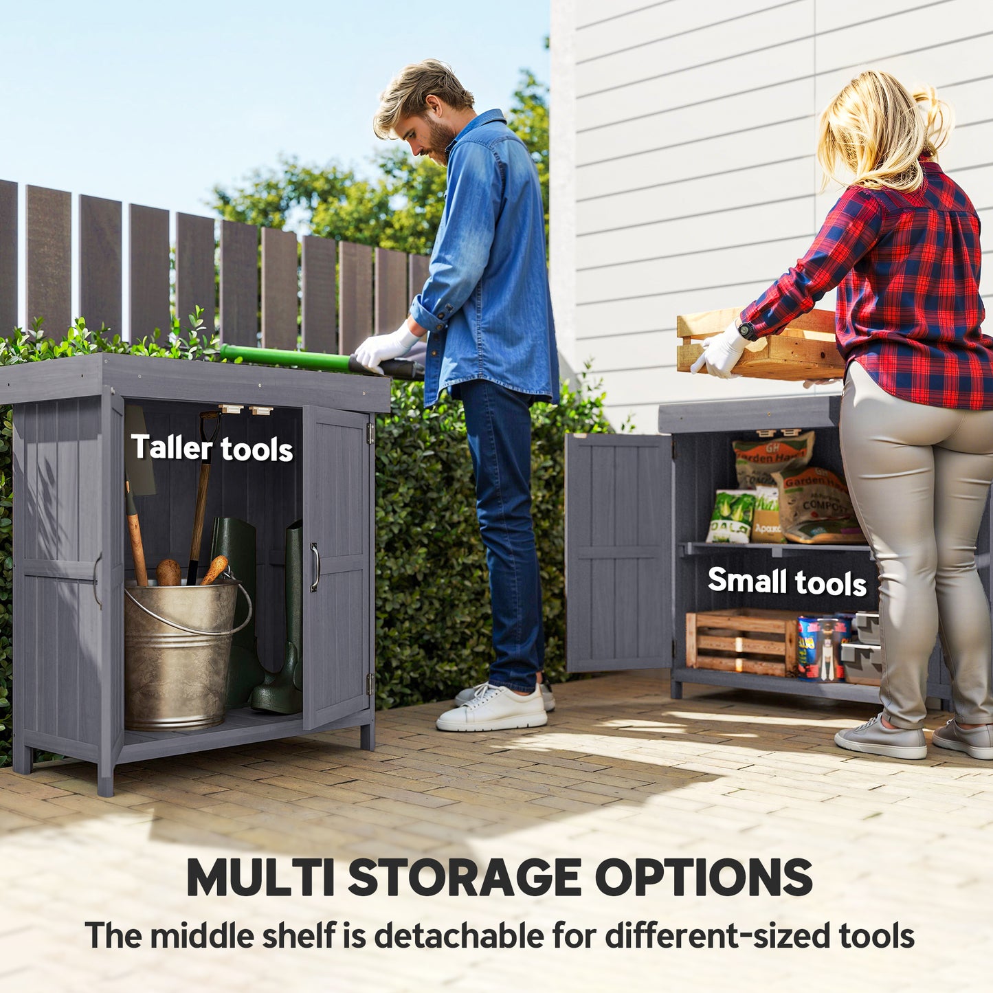 Small Shed, Wooden Garden Shed with Openable Hinged Roof
