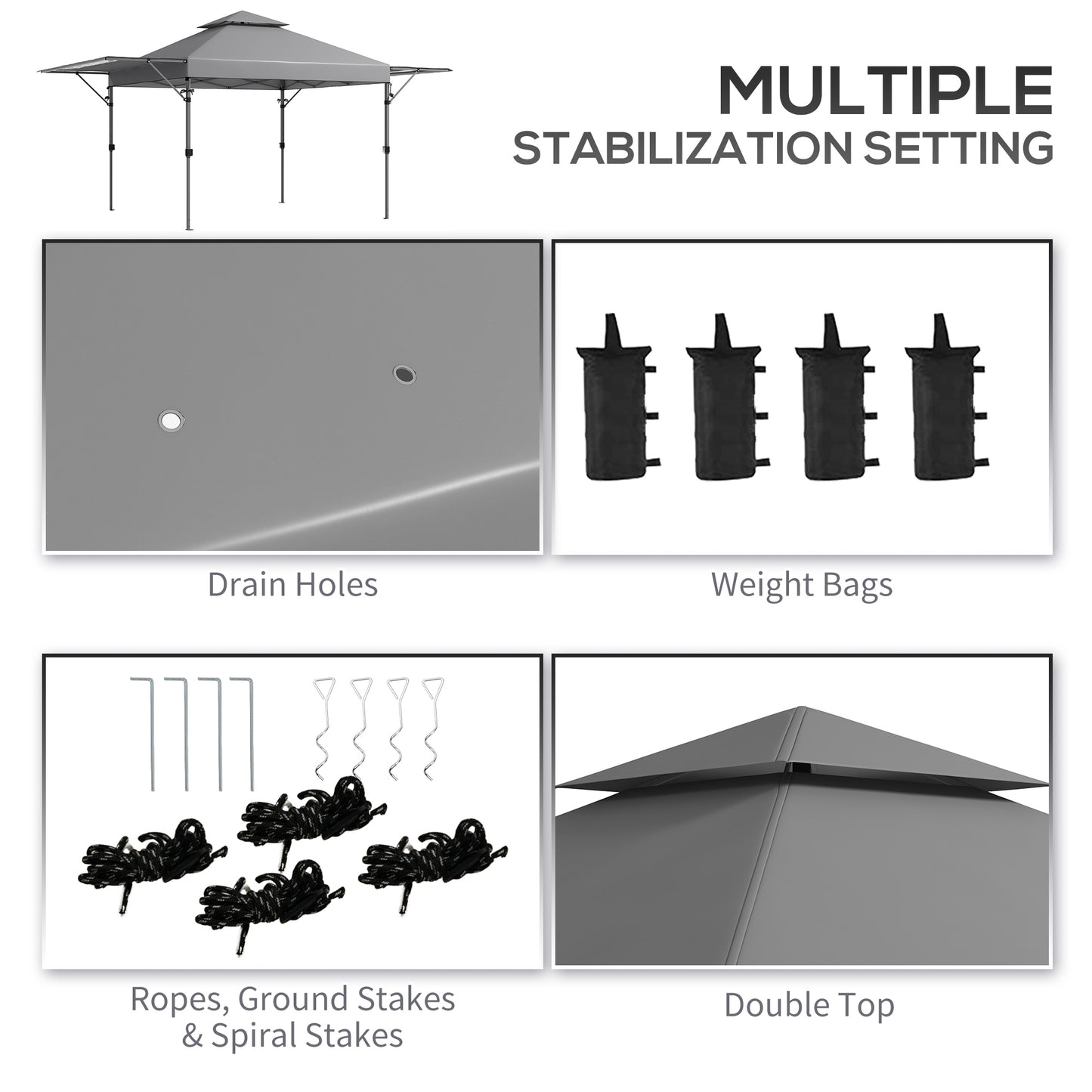 3 x 3m Height Adjustable Pop-Up Gazebo, with Accessories