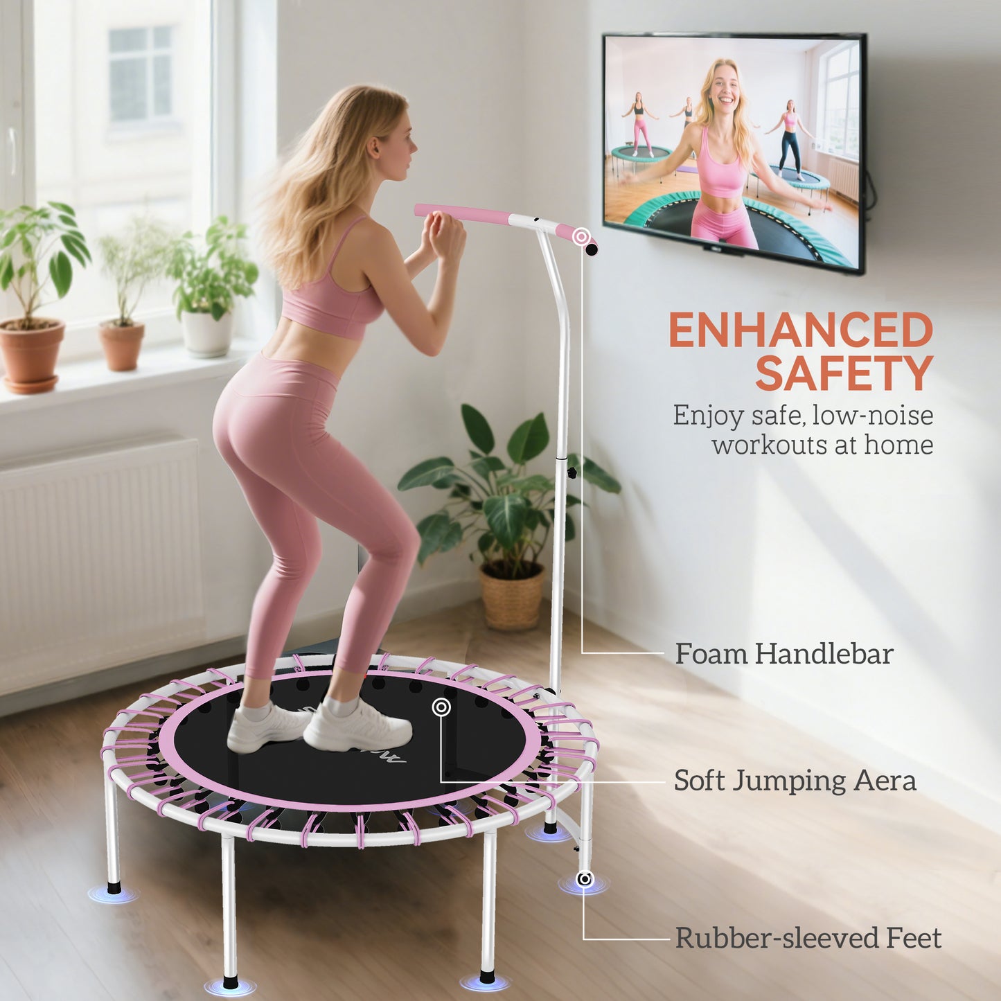 40" Fitness Trampoline, Mini Rebounder Trampoline for Adults