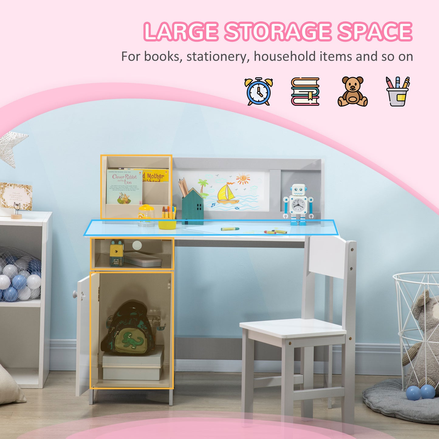 Kids Table and Chair Set w/ Whiteboard