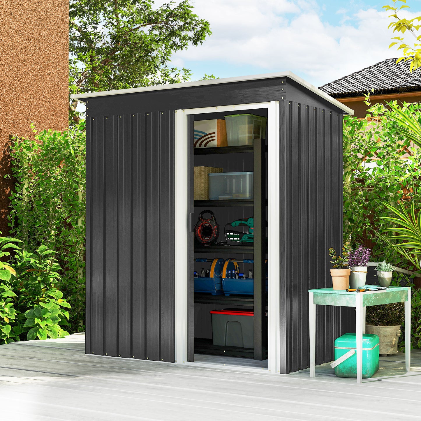 5 x 3ft Garden Storage Shed with Sliding Door