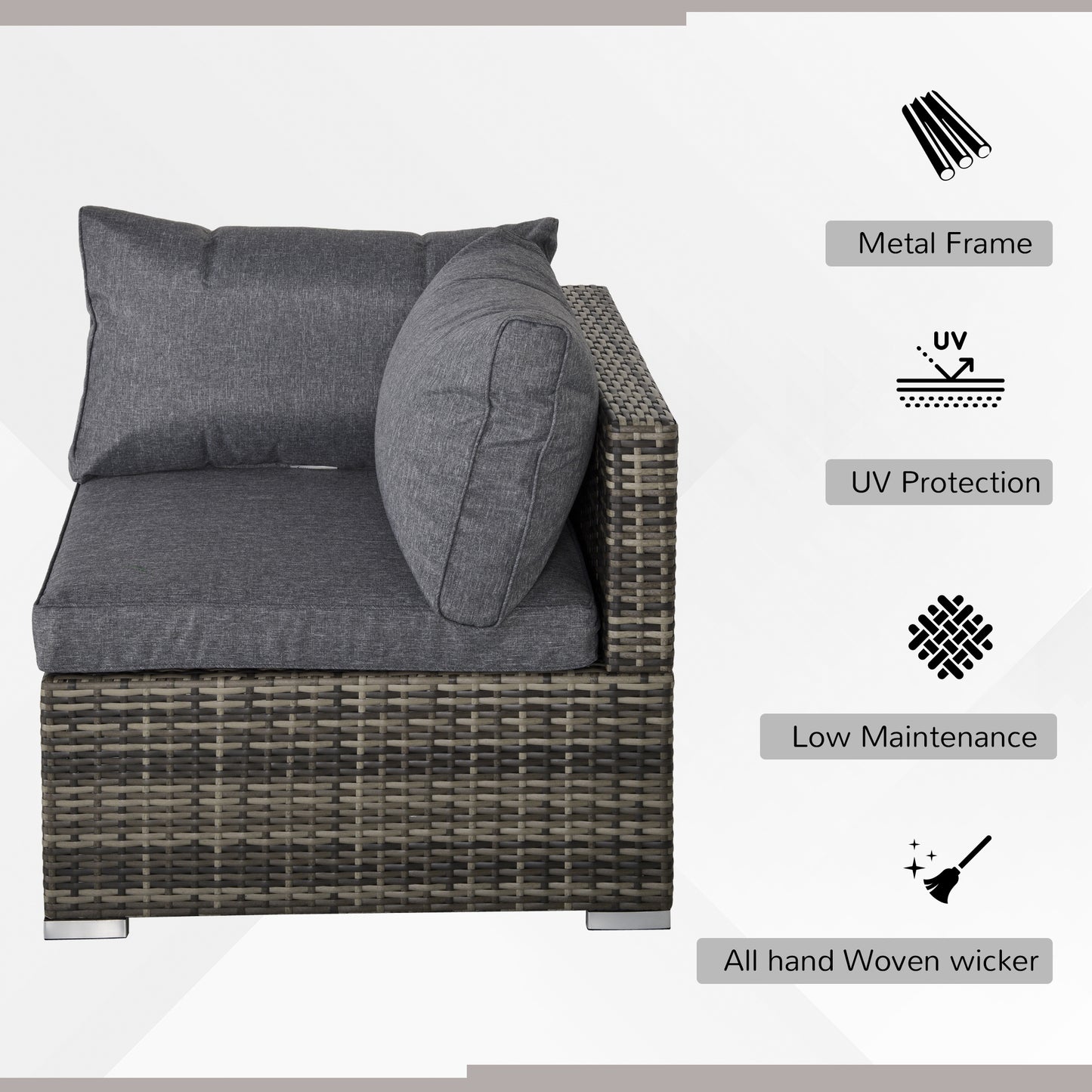 7 Pieces Outdoor PE Rattan Corner Sofa Set