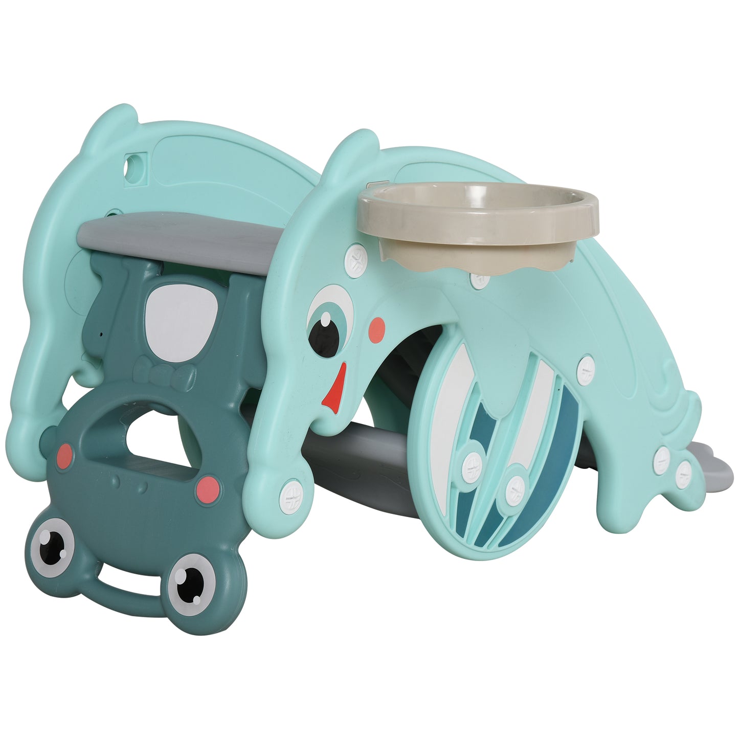 3-in-1 Baby Rocking Horse Portable Slide Basketball Hoop Equipment