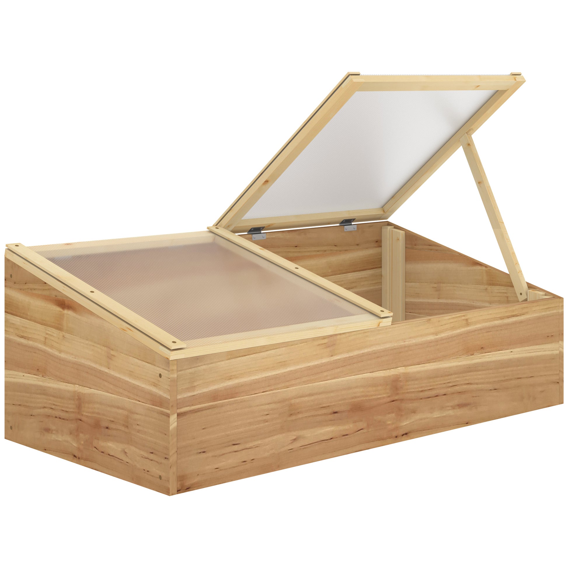 Wooden Cold Frame Greenhouse Garden Polycarbonate Grow House