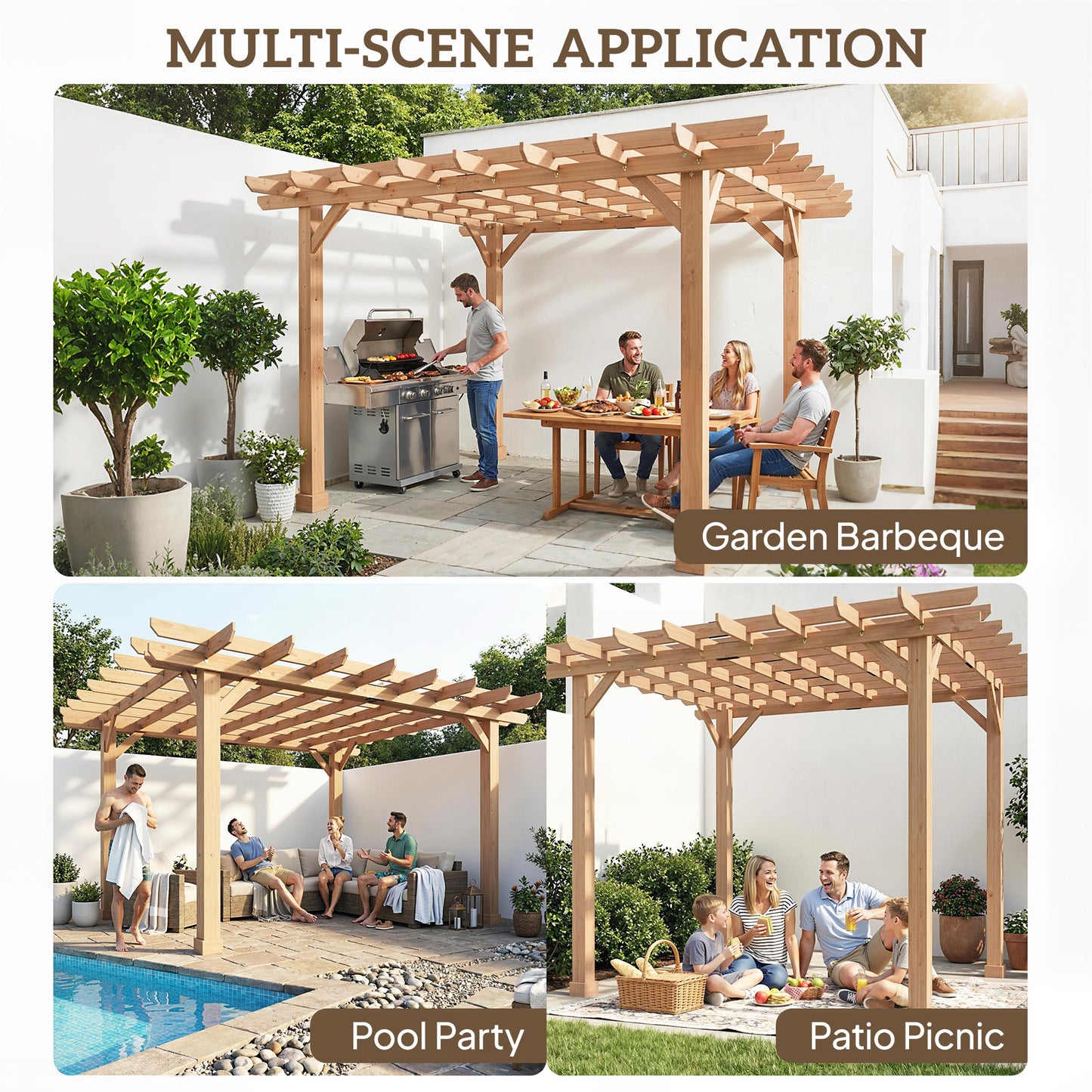Graden Pergola Kit, Wooden Pergola Gazebo Grape Trellis