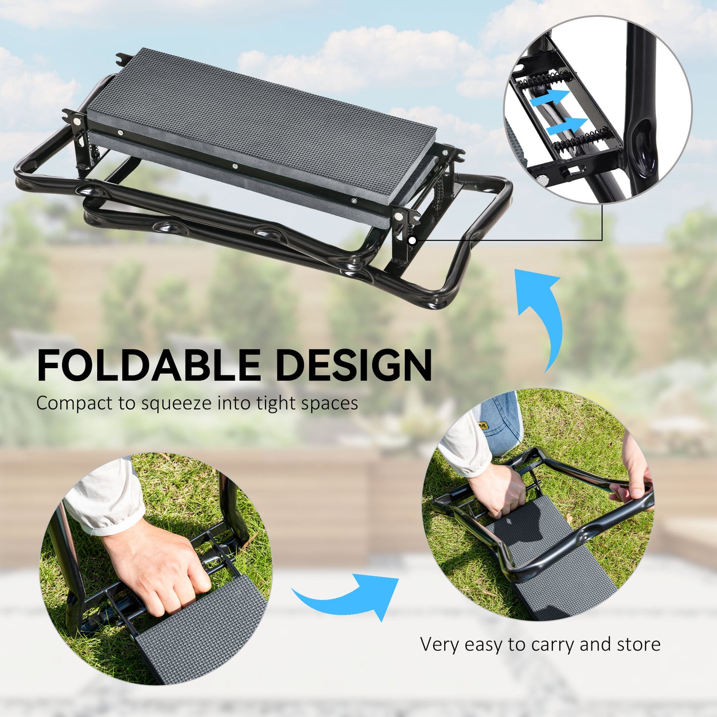 2 In 1 Garden Kneeler Seat Kneeling Pad Support Bench Foldable Knee