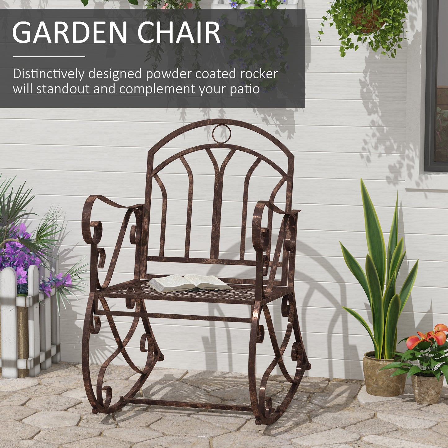 Metal Single Chair 1 Seater Garden Outdoor Rocking Chair Vintage