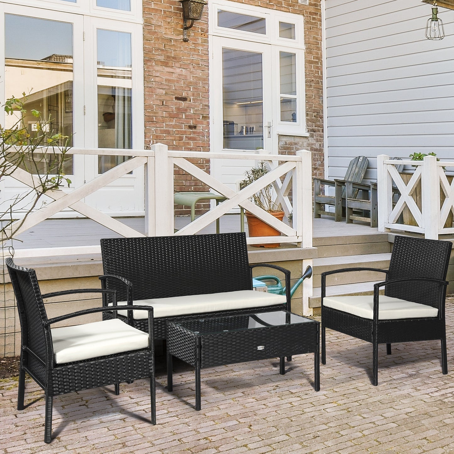 4 Pieces Rattan Garden Furniture Set