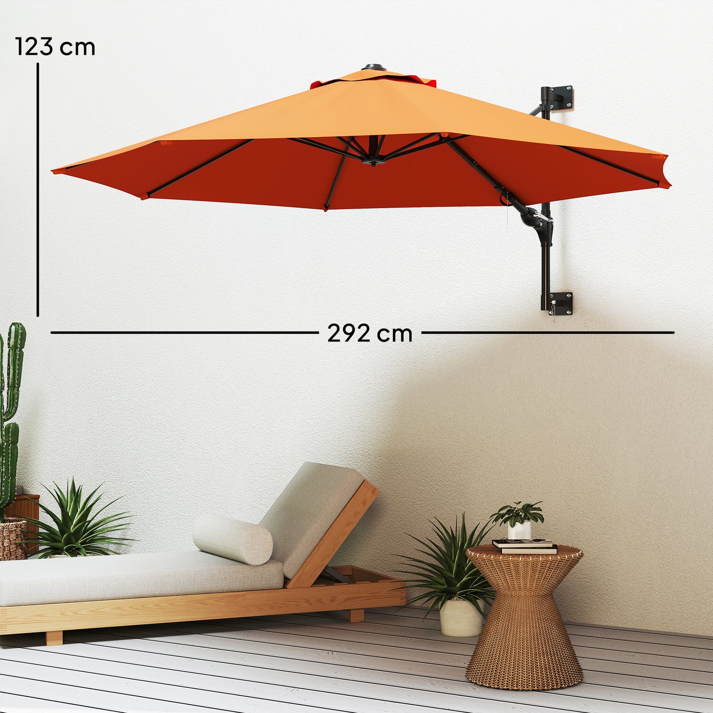 3(m) Wall-Mounted Parasol Shade, with Handle