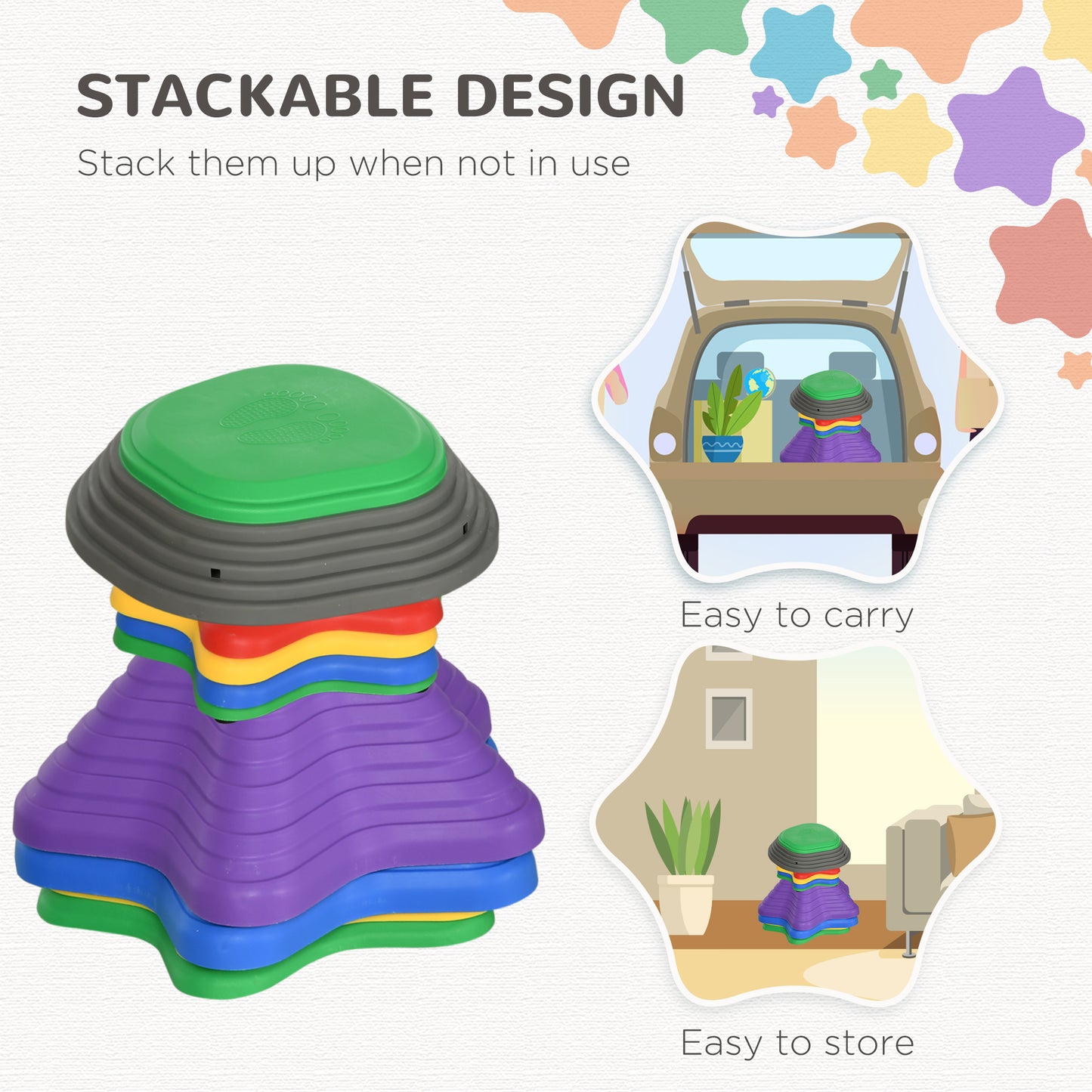 Stepping Stones Kids, 11 Pieces Balance Stones for Obstacle Course