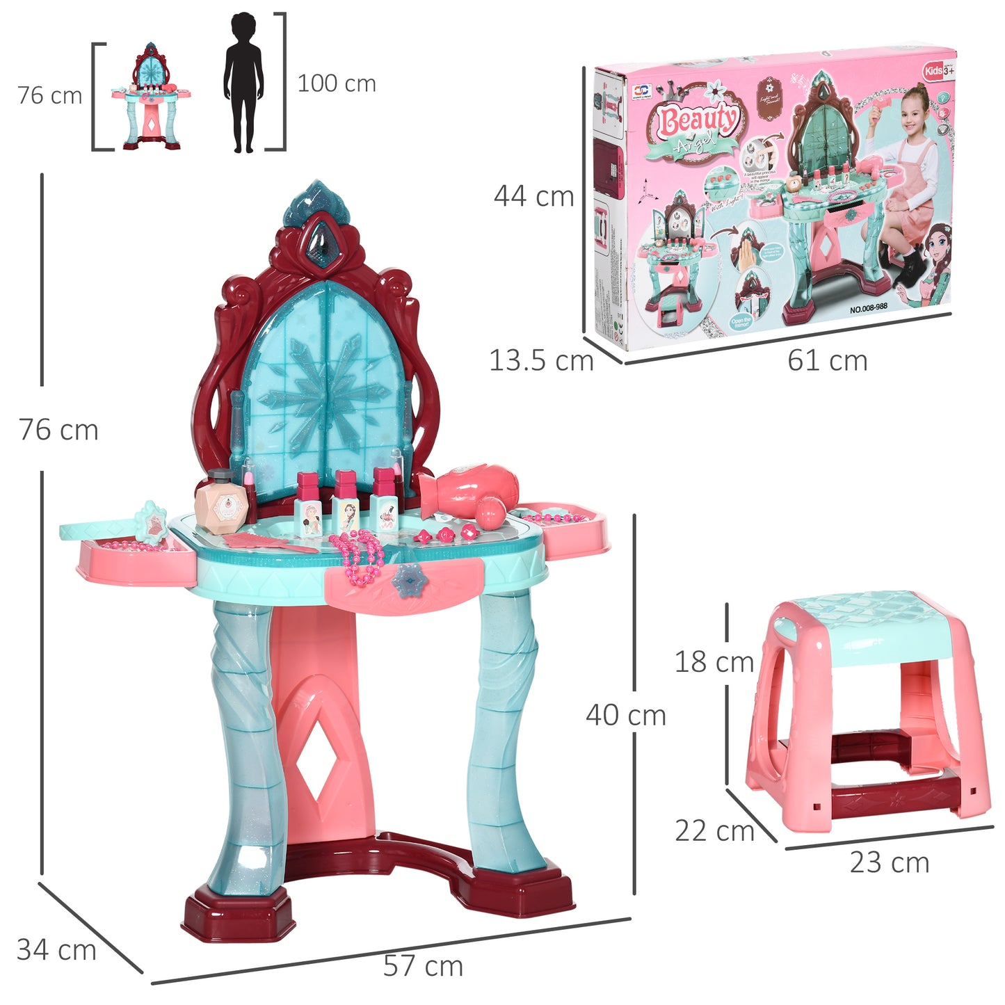 31 Piece Kids Dressing Playset, with Magical Princess Mirror