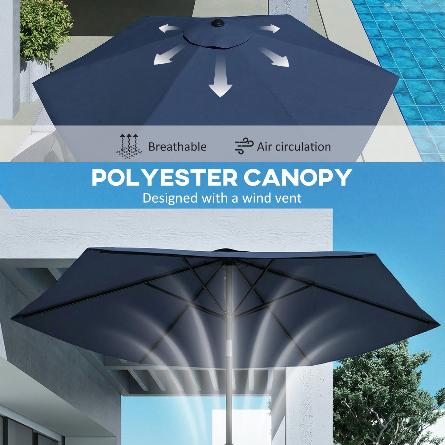 2.6 m Garden Parasol Umbrella with Aluminium Pole (8)