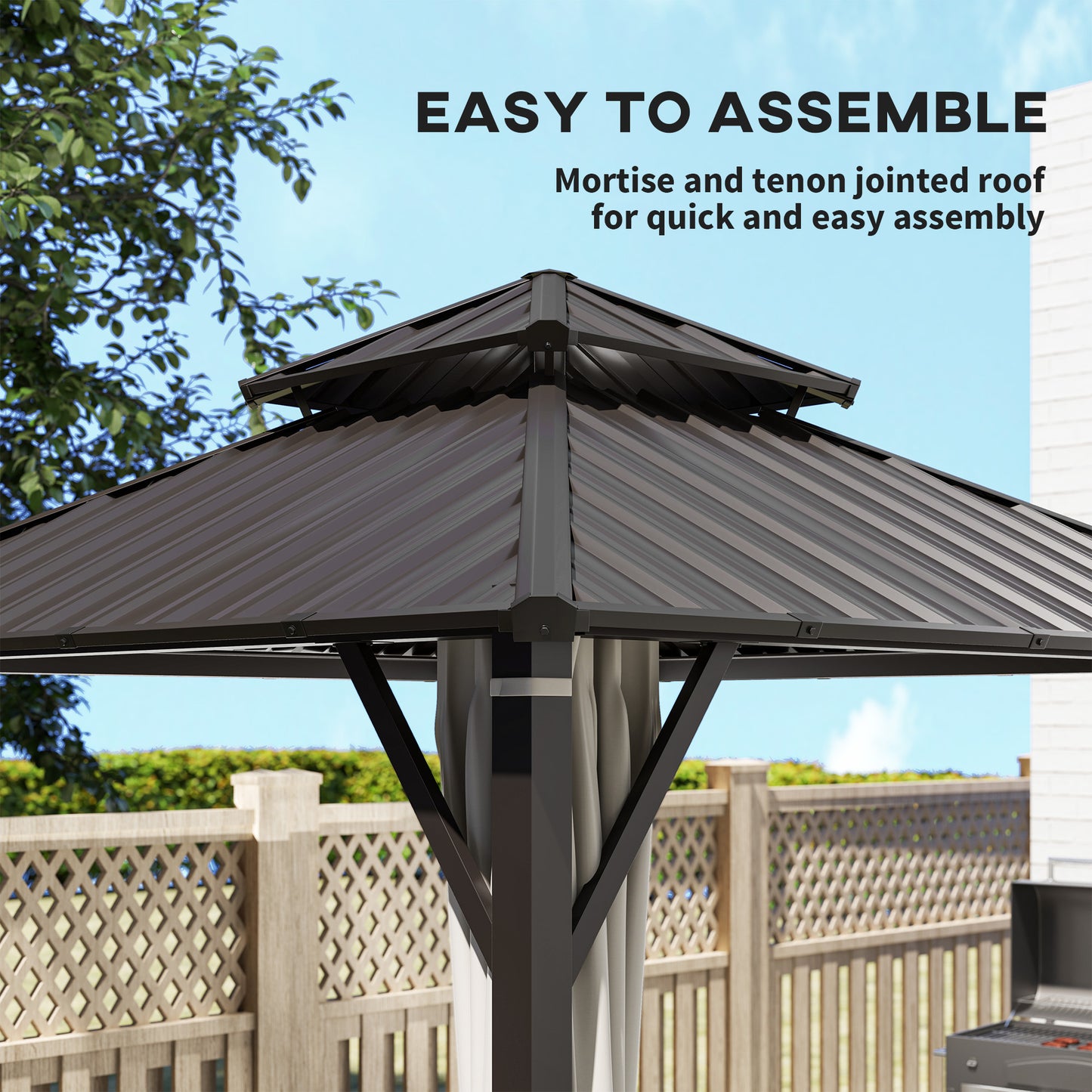 3 x 3(m) Hardtop Gazebo Canopy with Double Metal Roof