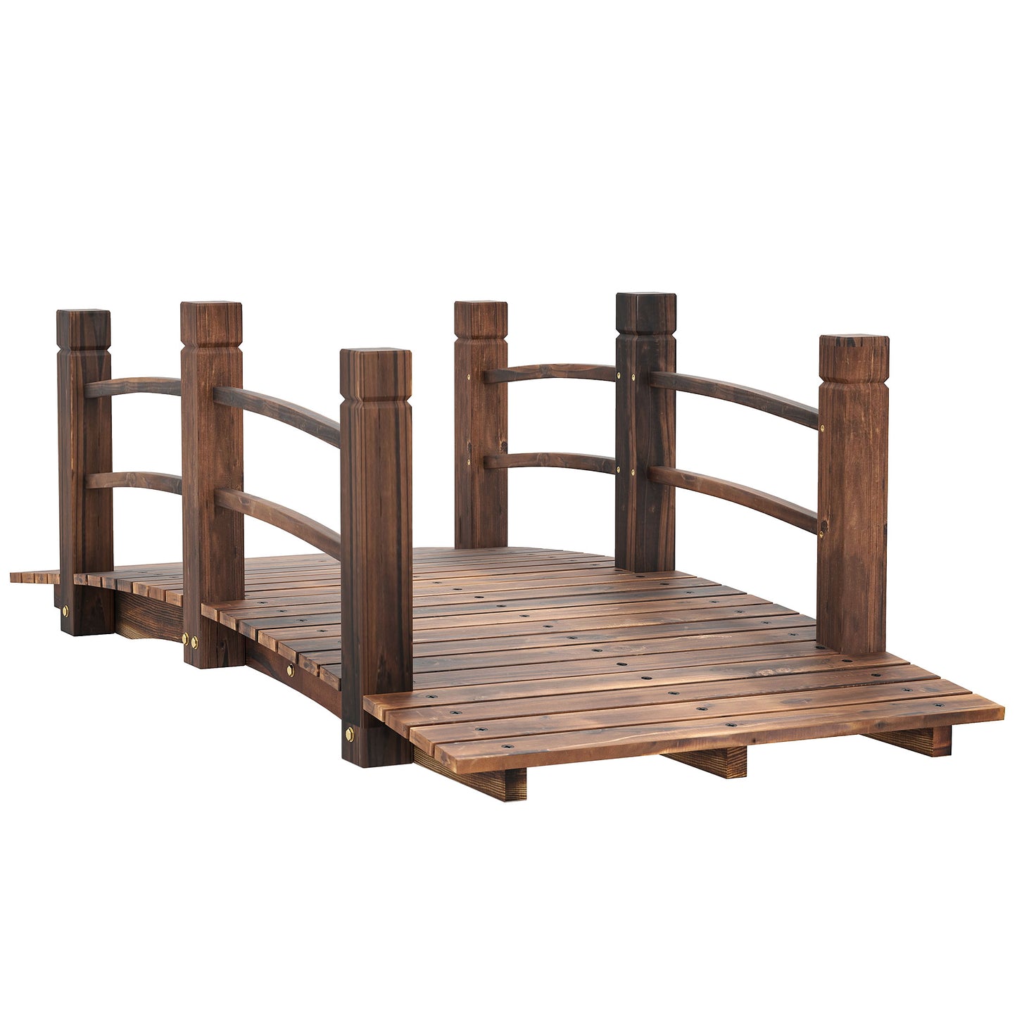 1.5M Wooden Garden Bridge Lawn Décor Stained Finish Arc Outdoor