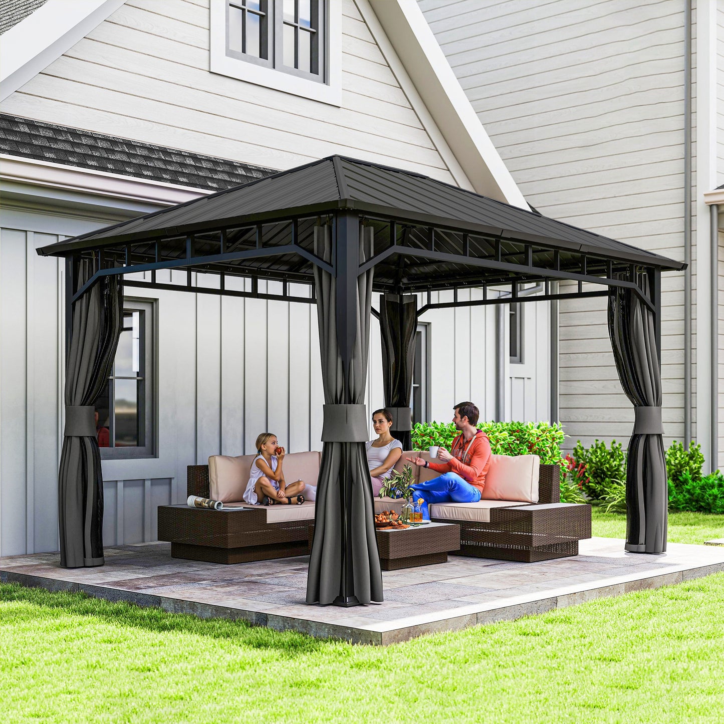 3 x 4m Hardtop Gazebo with Galvanised Steel Roof and Water Gutter