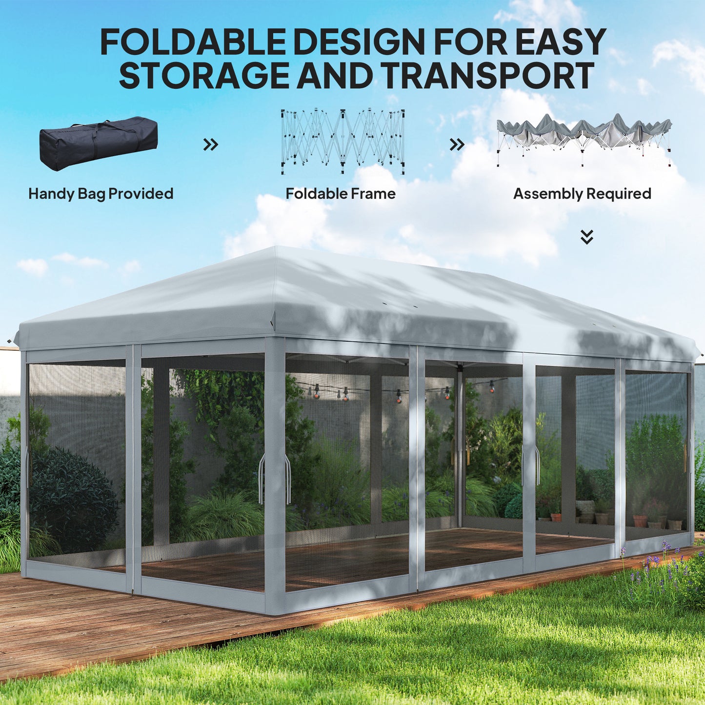 3 x 6m Pop Up Gazebo, Outdoor Canopy Shelter