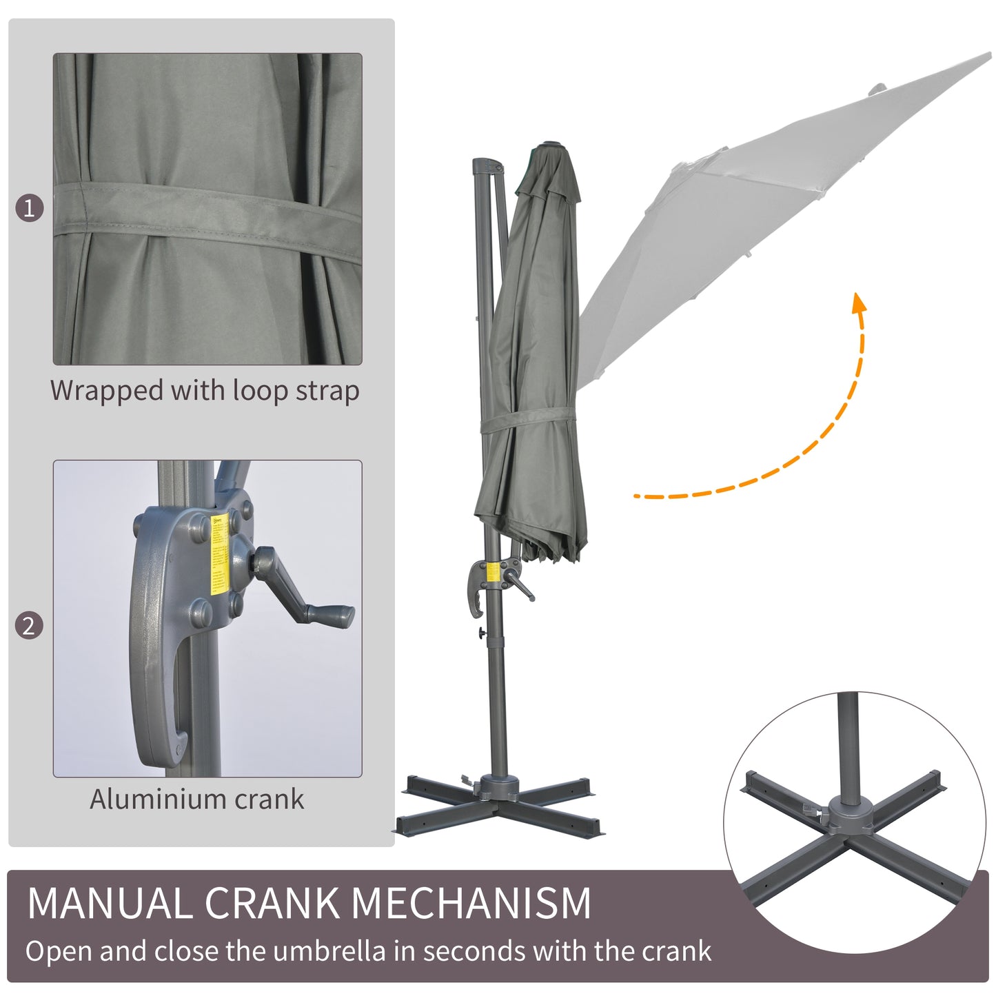 3 x 3(m) Cantilever Parasol with Cross Base