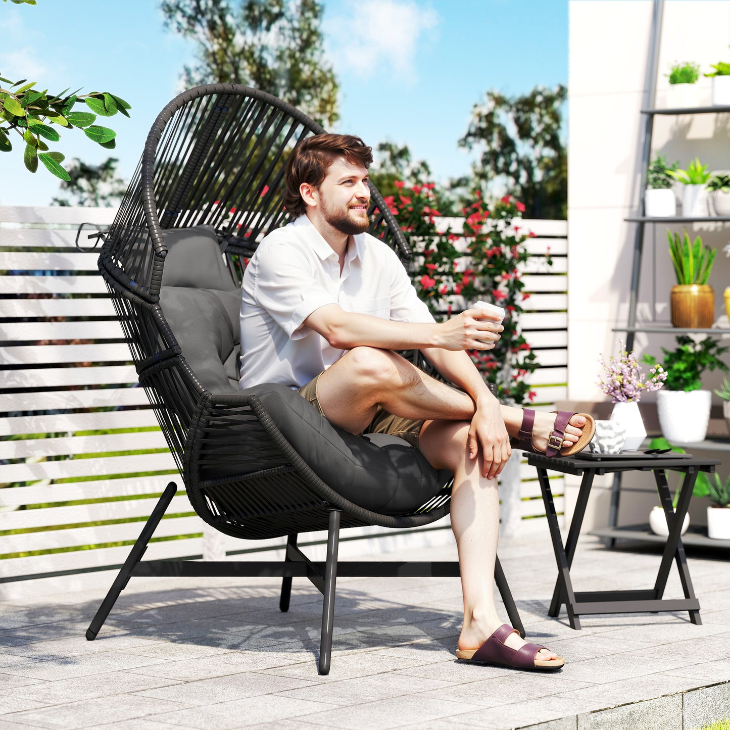 Rattan Egg Chair, Oversized Freestanding Garden Egg Chair
