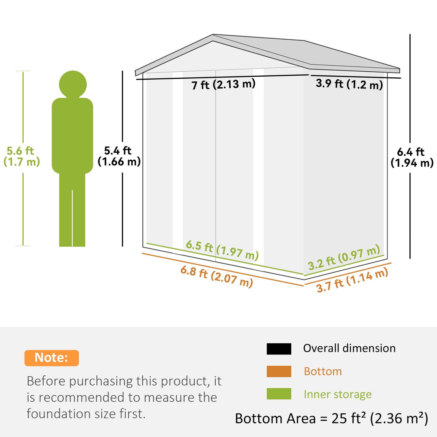 7 x 4ft Garden Shed, Easy to Assemble