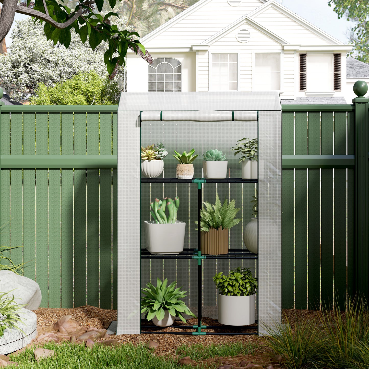 40 x 100cm Three Shelf Steel Frame Greenhouse