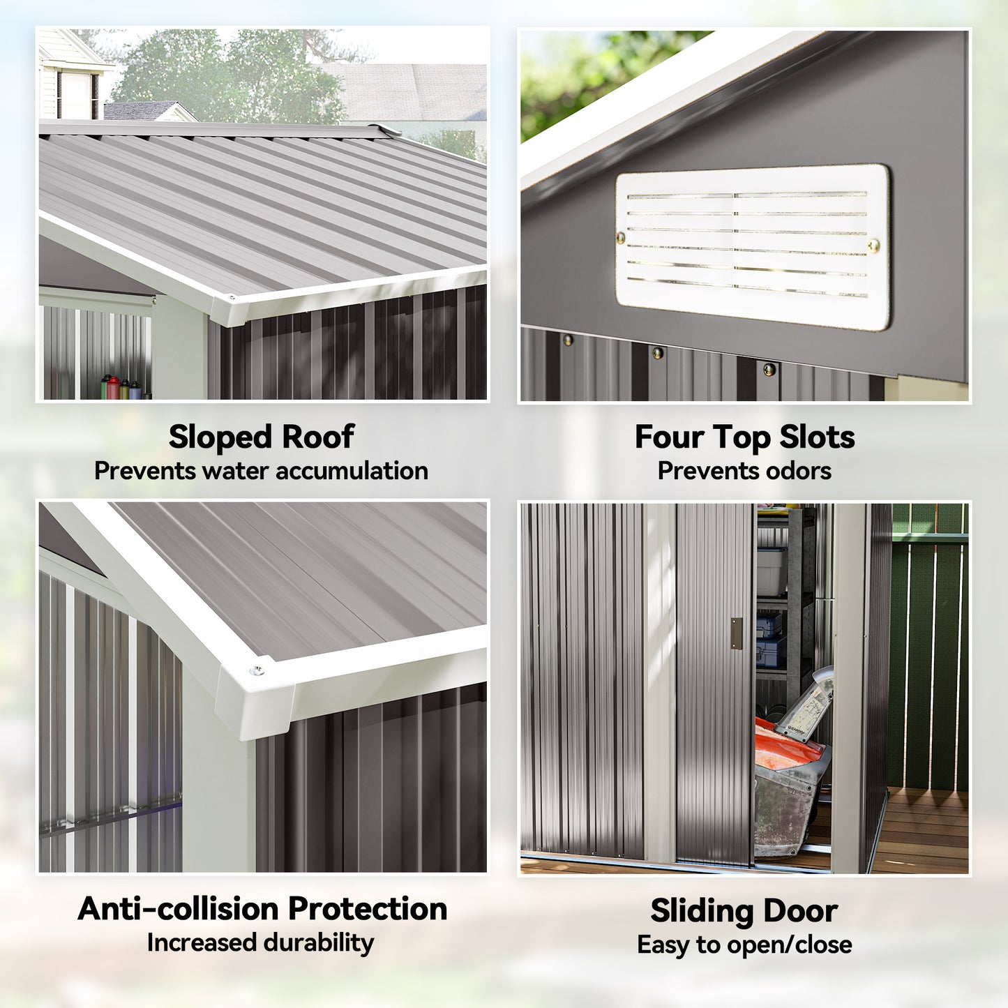 Garden Metal Tool Storage Shed with Sliding Door (1)