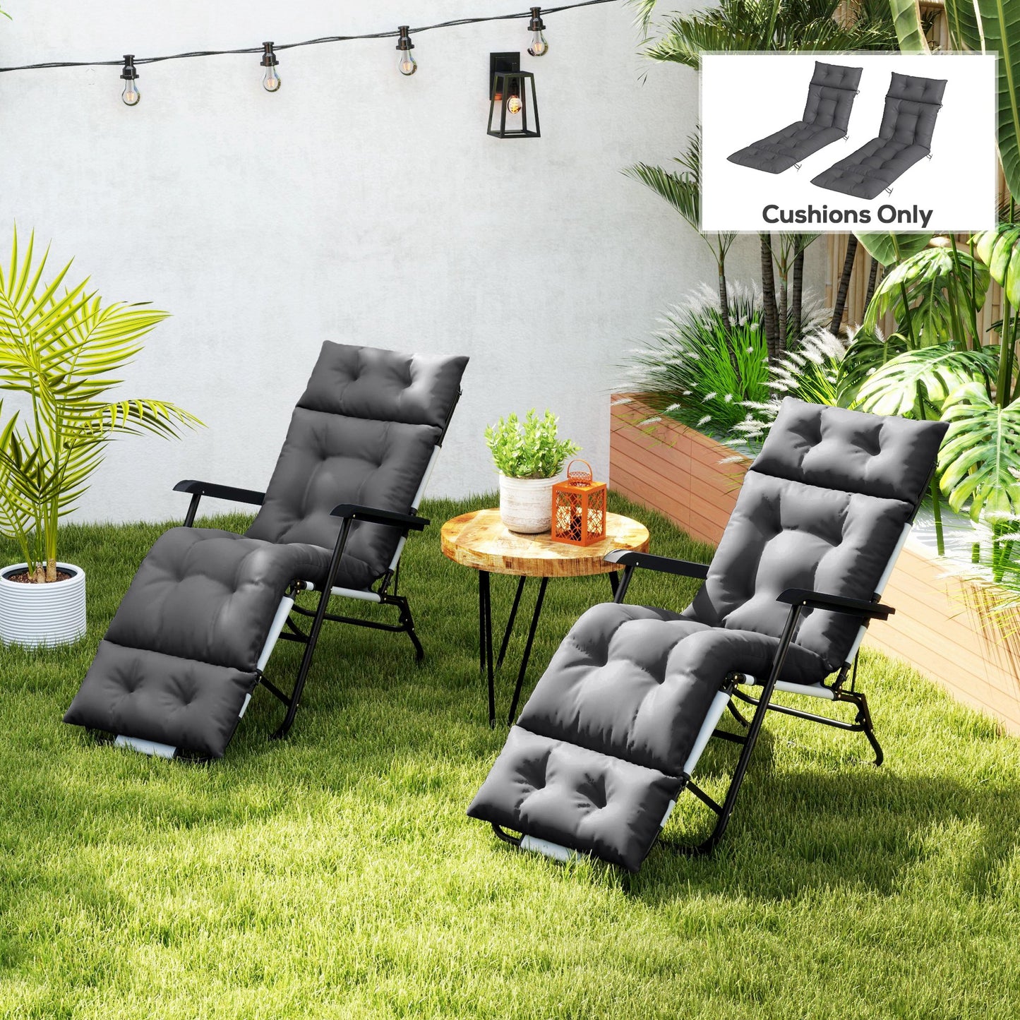 Set of Two 190 x 56cm Sun Lounger Cushions