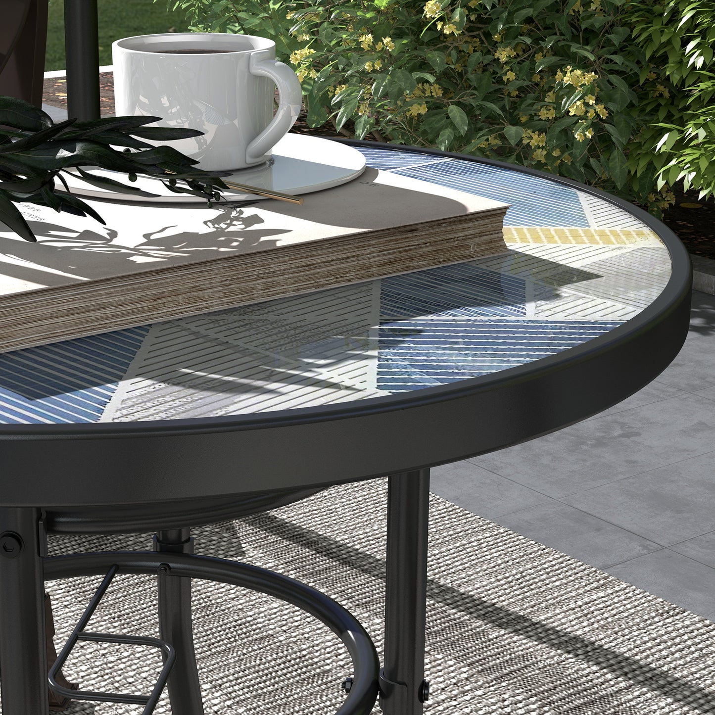 Φ60 Garden Table, with Glass Printed Tabletop