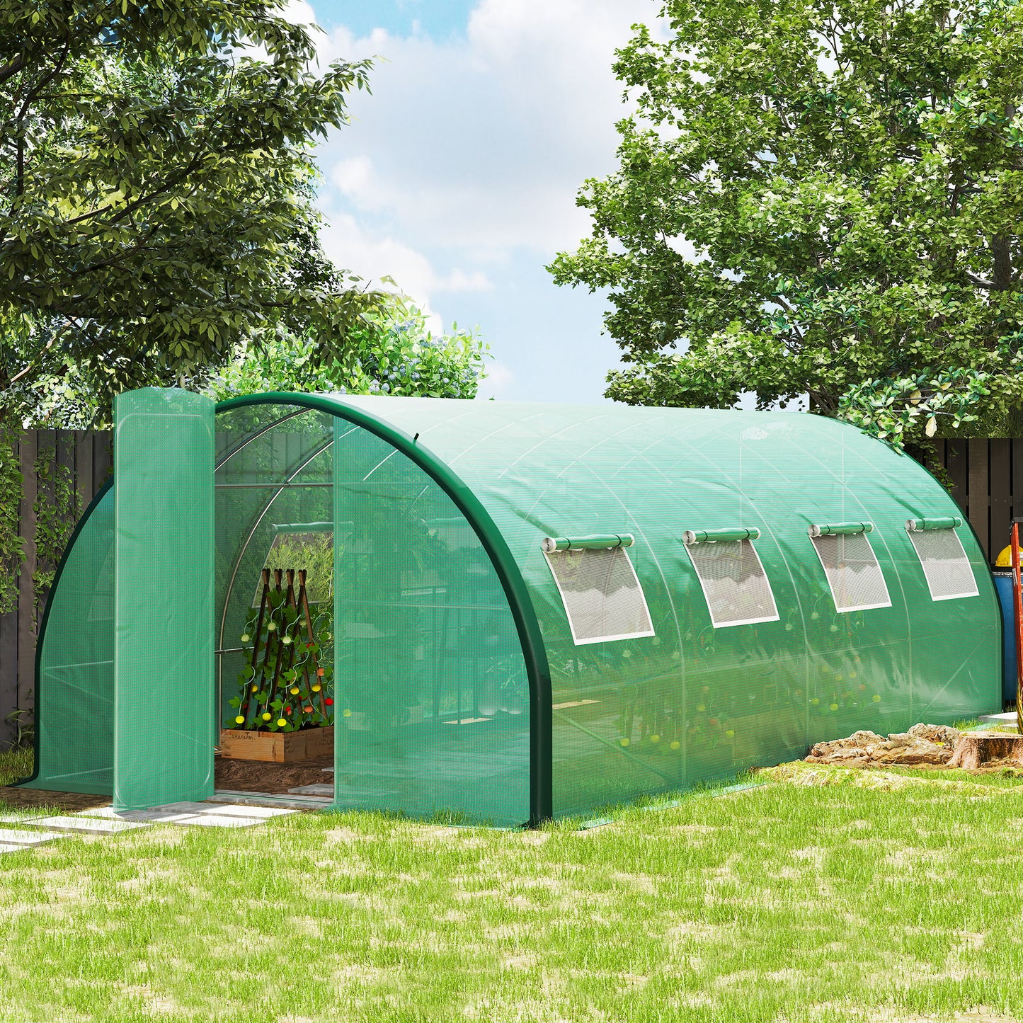 Polyethylene Upgraded Structure Walk-in Polytunnel Greenhouse, 6 x 3 m